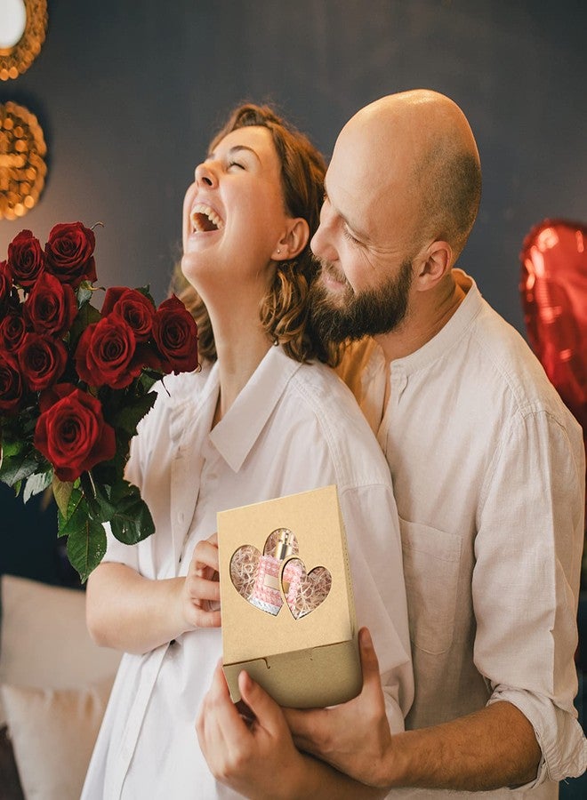 WEEPA 25 pcs Valentines Bakery Boxes Kraft Boxes with Double Heart Window Wedding Gift Packaging Boxes - Image 4